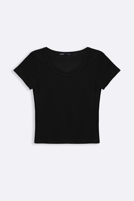 BLACK CLASSIC SCOOP NECK TEE