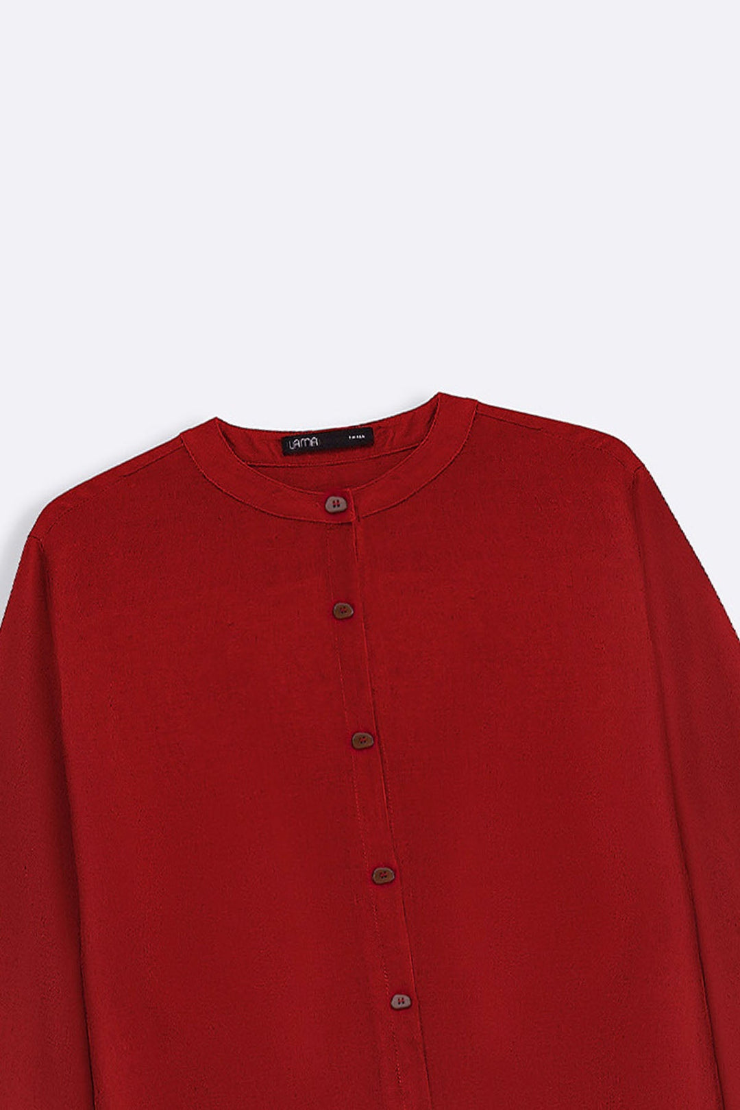 RED LINEN BLEND EASE SHIRT