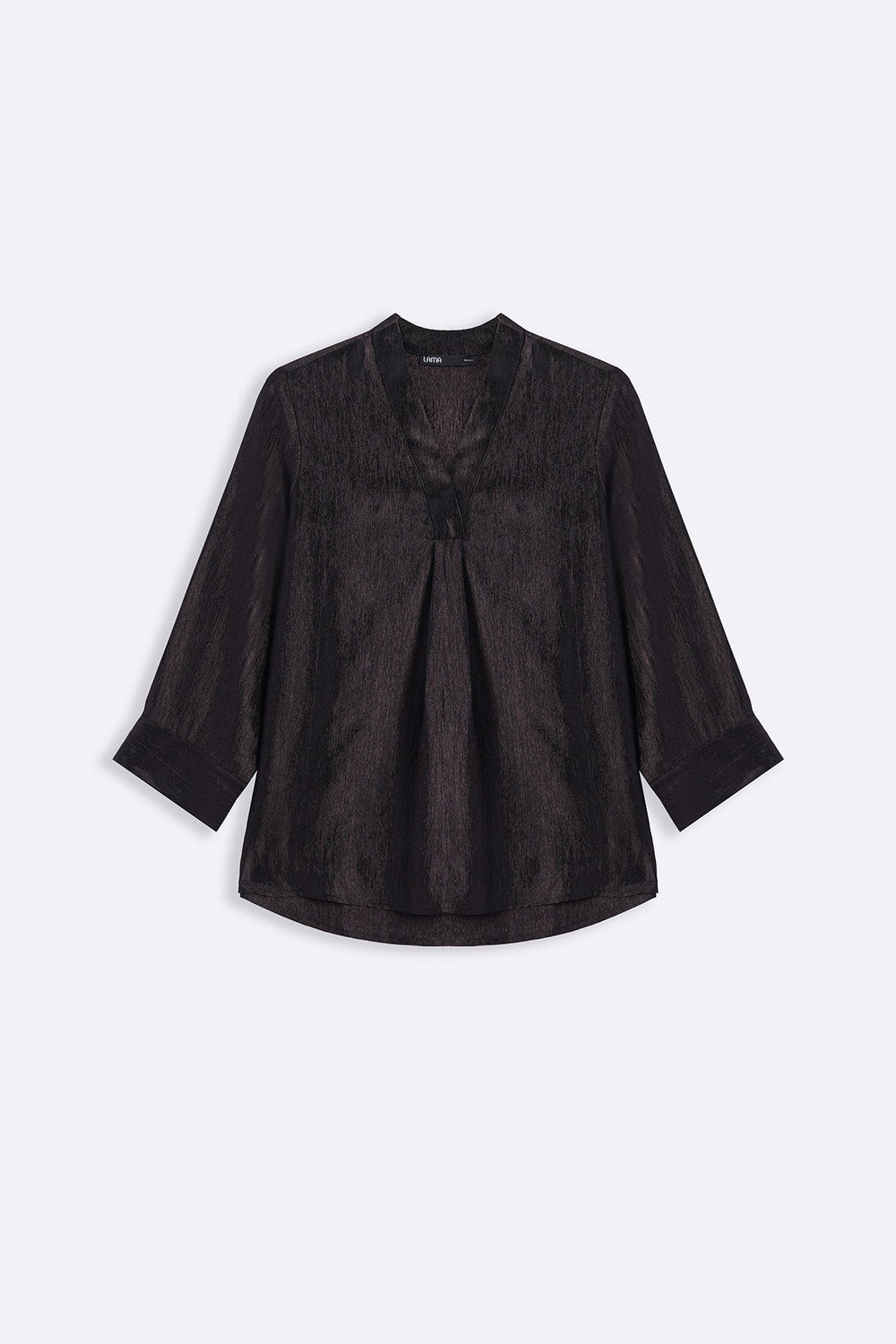 COFFEE TEXTURED FLOWY V NECK TOP
