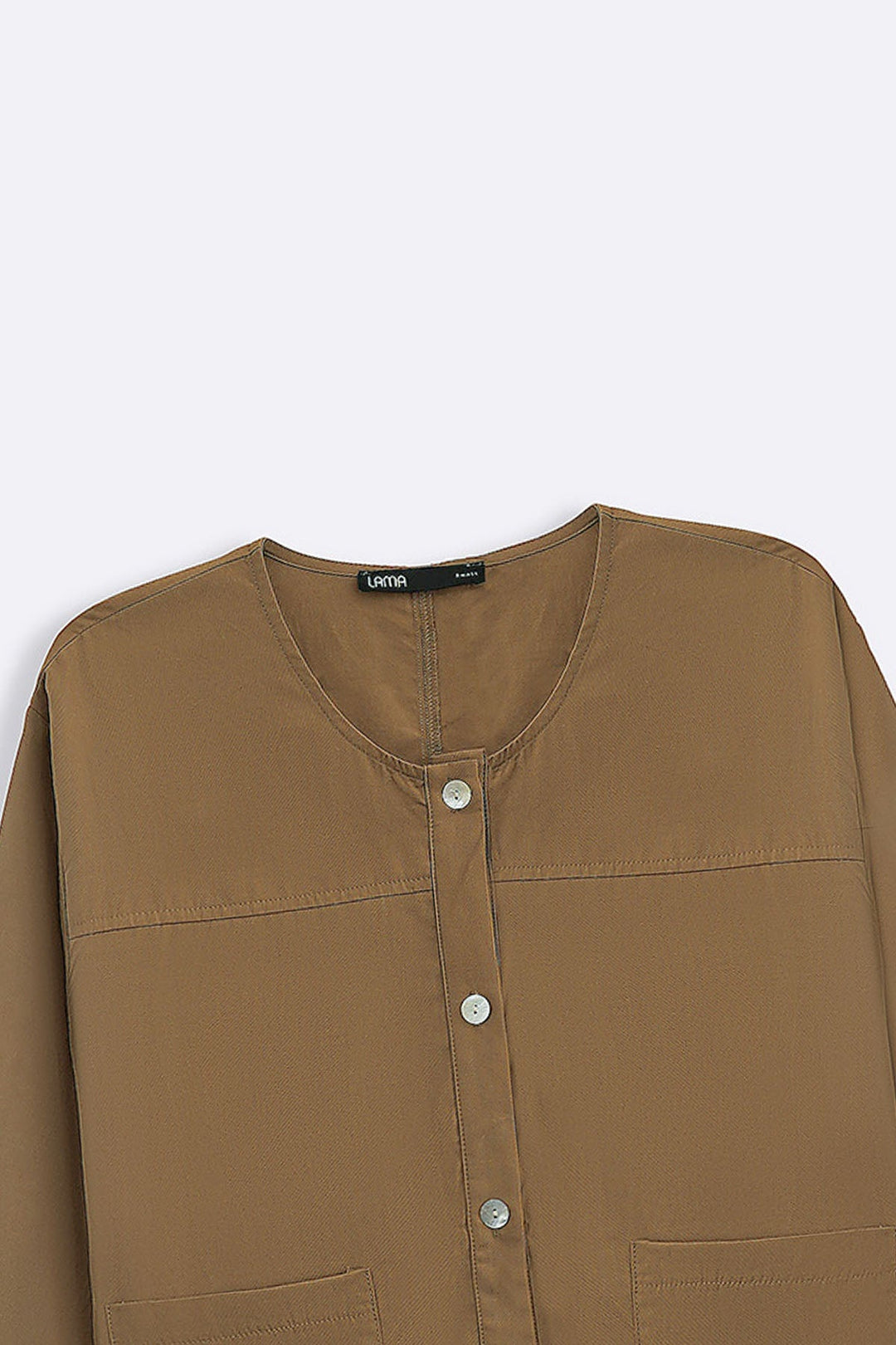 TAUPE TENCEL-LINEN POCKET BLOUSE