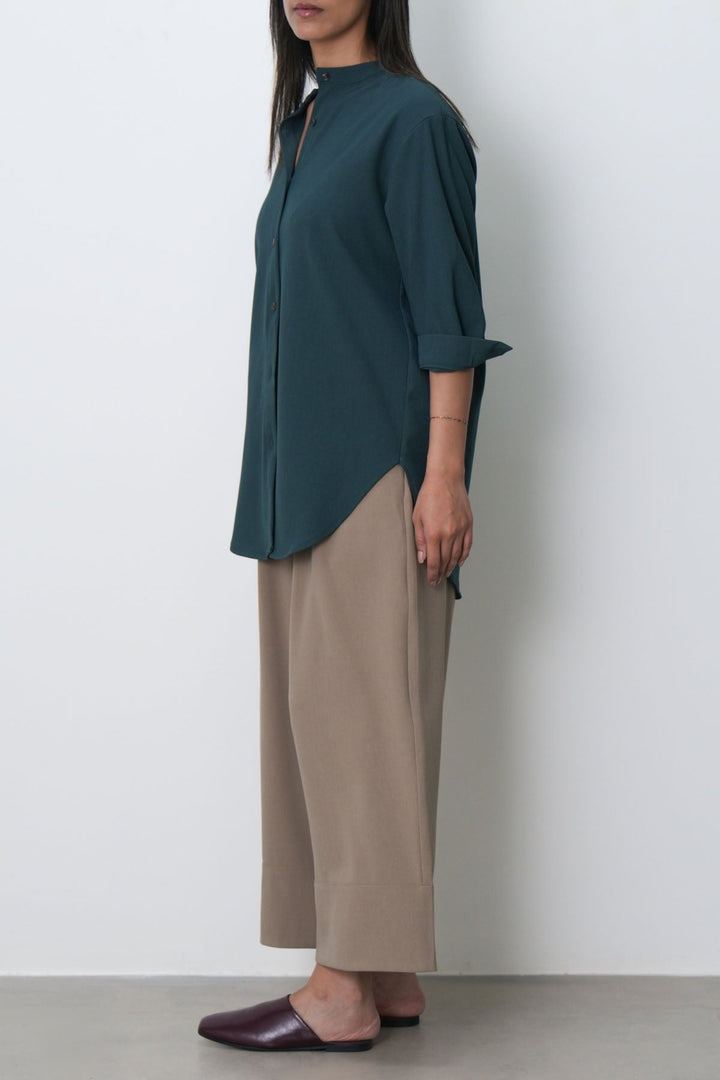 GREEN FLOW BAND COLLAR SHIRT