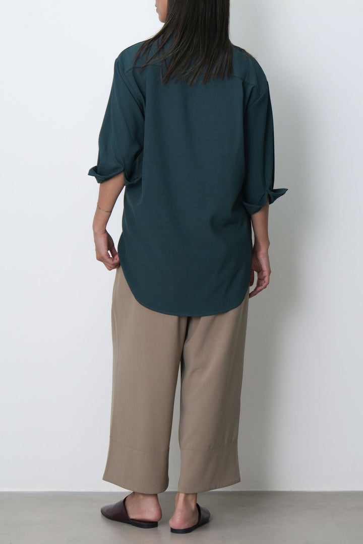 GREEN FLOW BAND COLLAR SHIRT