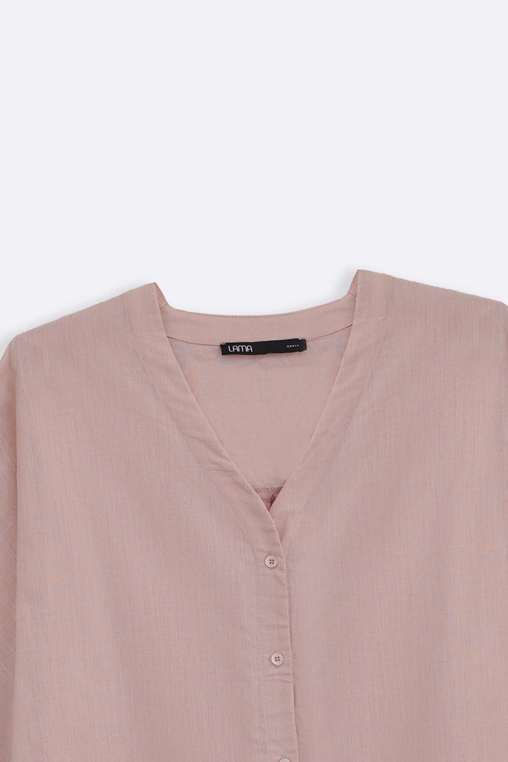 MINK V NECK BUTTON BLOUSE