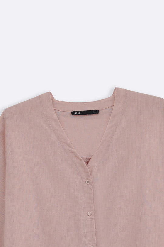 MINK V NECK BUTTON BLOUSE