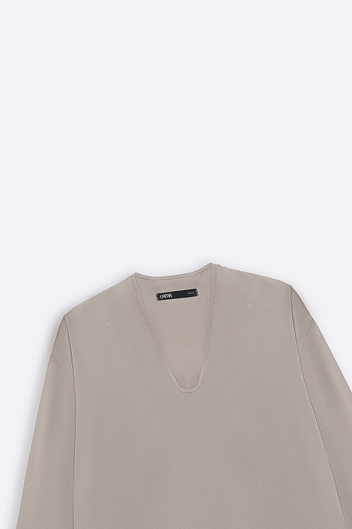 BEIGE DROPLET NECK TOP