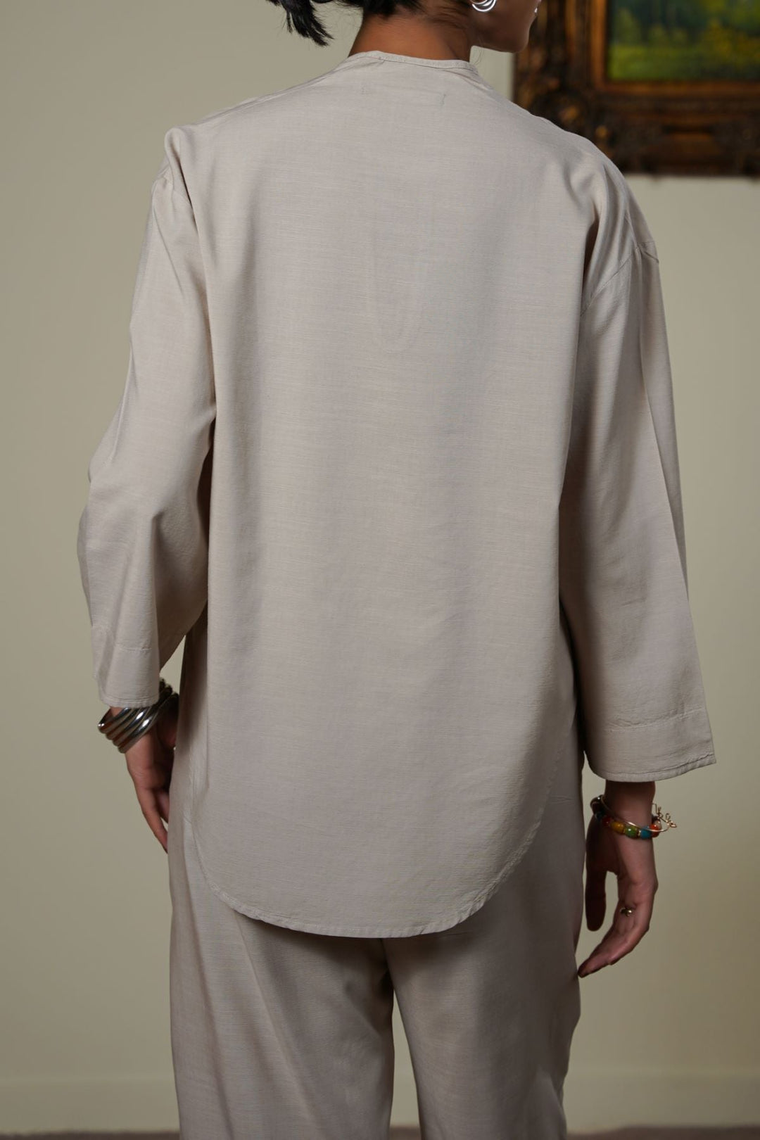 BEIGE DROPLET NECK TOP