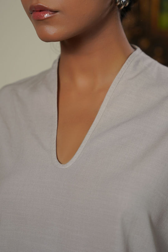 BEIGE DROPLET NECK TOP