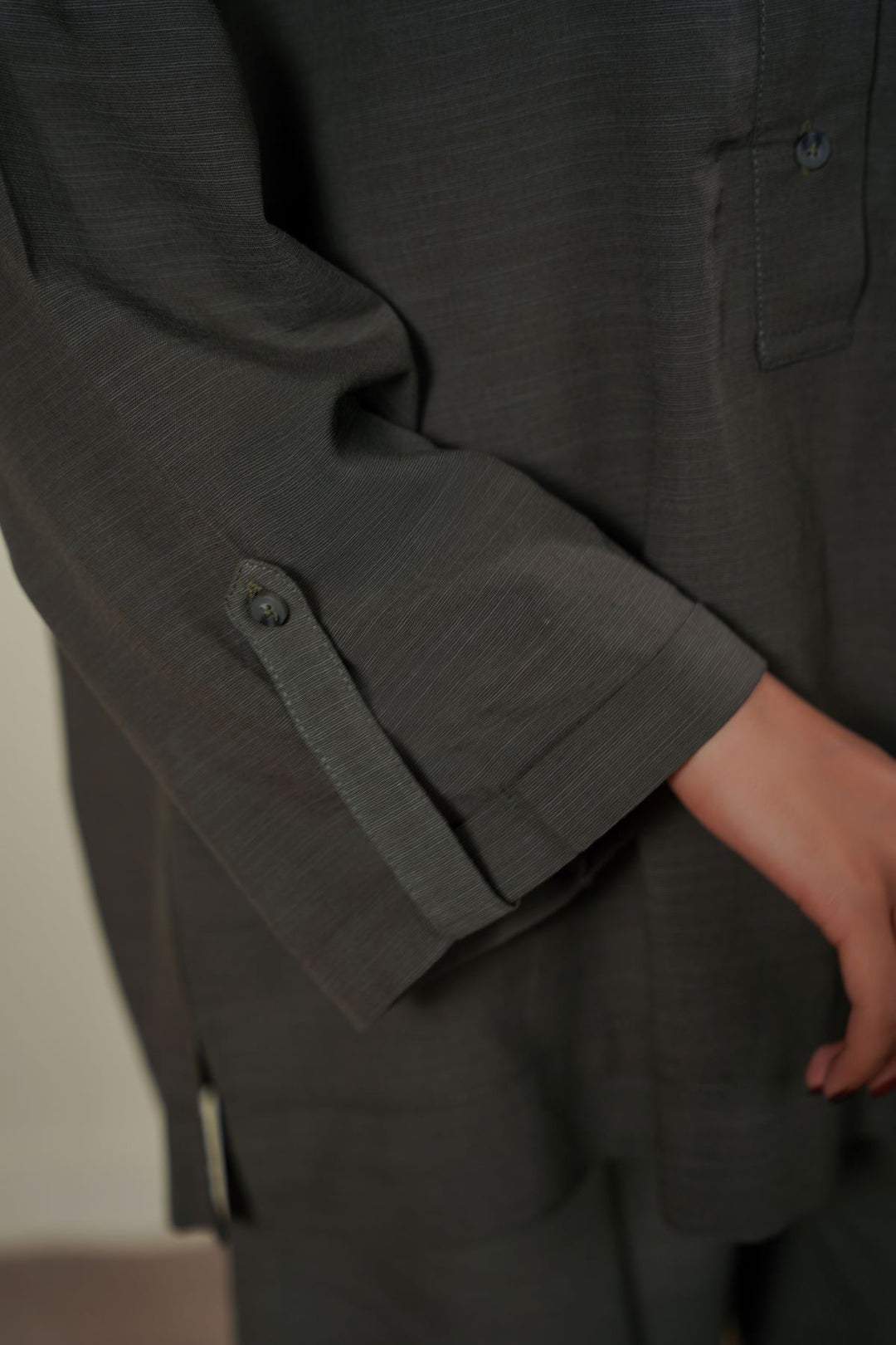 MOUSE GREY HALF-BUTTON SUMMER SHIRT