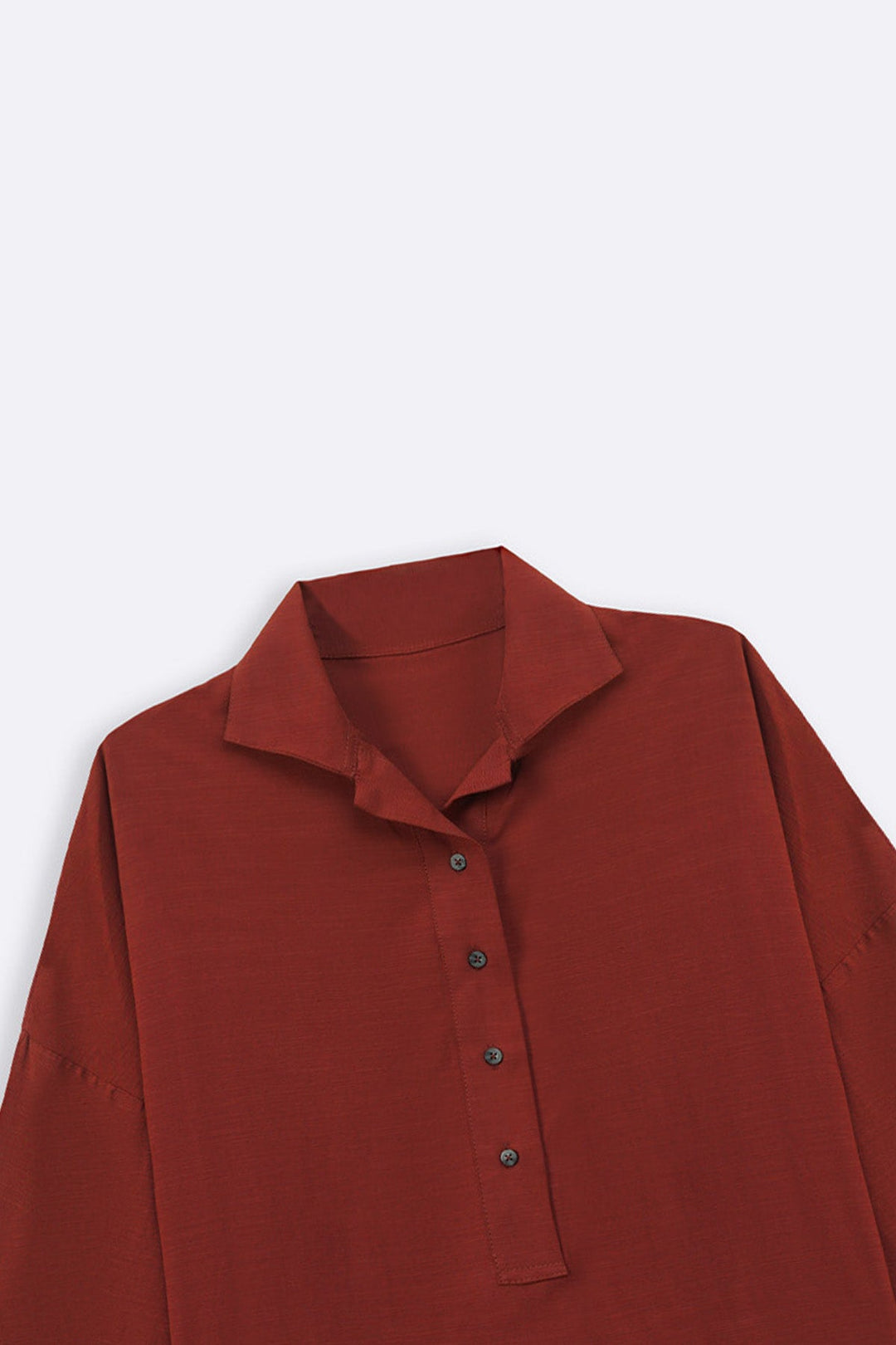 RUST HALF-BUTTON SUMMER SHIRT