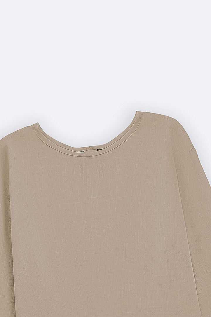 BEIGE EVERYDAY BACK BUTTON BLOUSE
