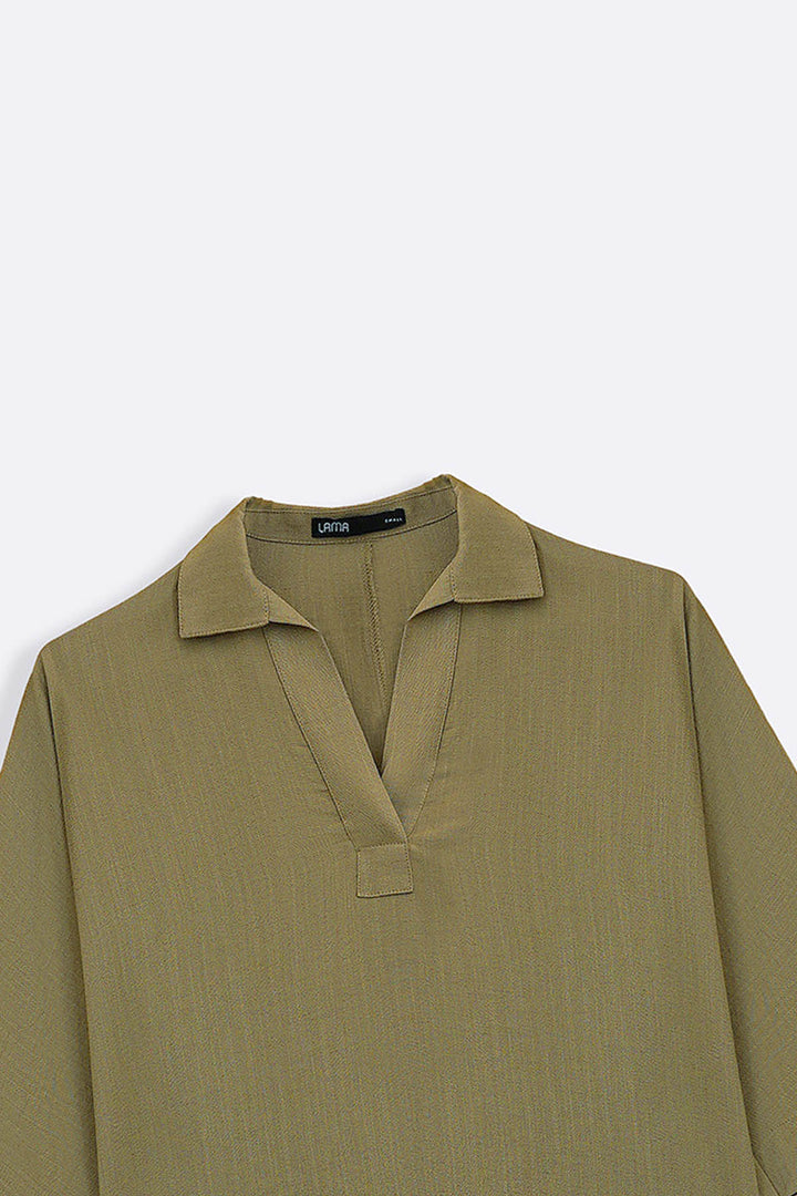 OLIVE PULLOVER SAFARI BLOUSE