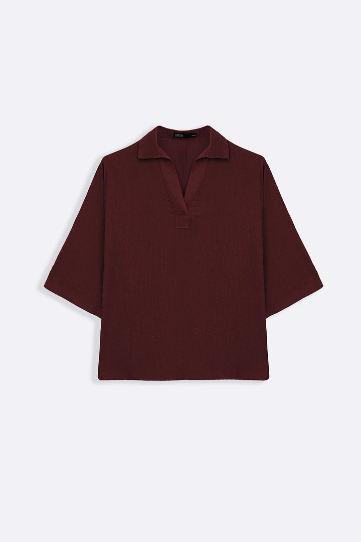 OX BLOOD PULLOVER SAFARI BLOUSE