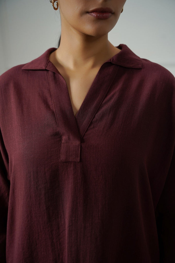 OX BLOOD PULLOVER SAFARI BLOUSE