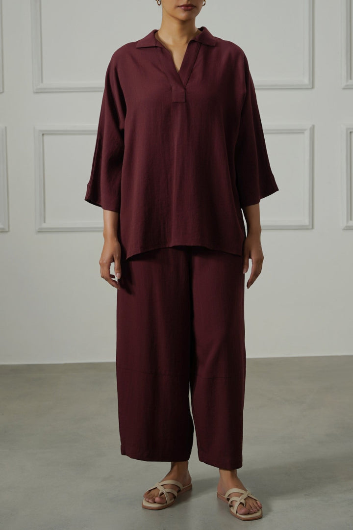 OX BLOOD PULLOVER SAFARI BLOUSE