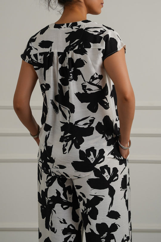 BLACK ABSTRACT RESORT SHIRT