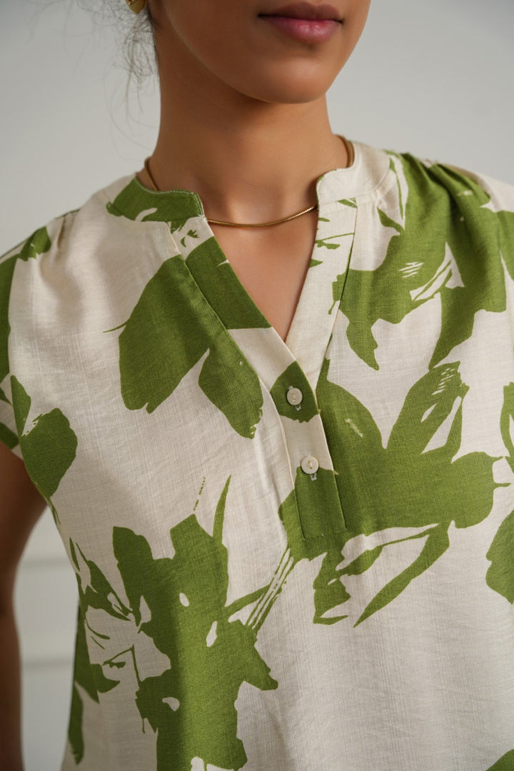 GREEN ABSTRACT RESORT SHIRT