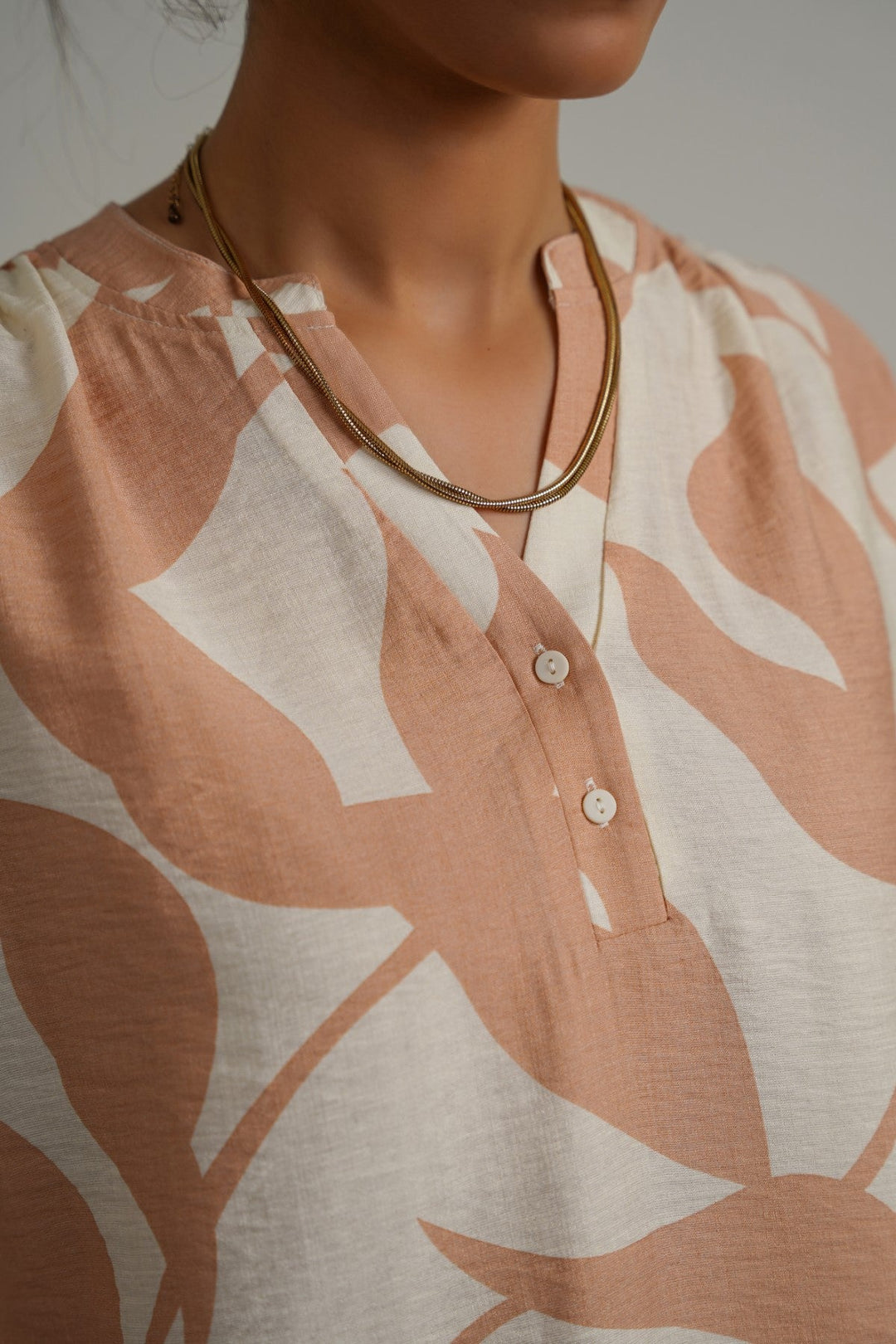 TEA PINK ABSTRACT RESORT SHIRT