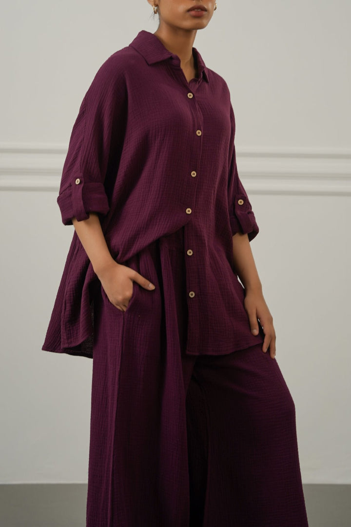 WINE EVERYDAY MUSLIN SHIRT