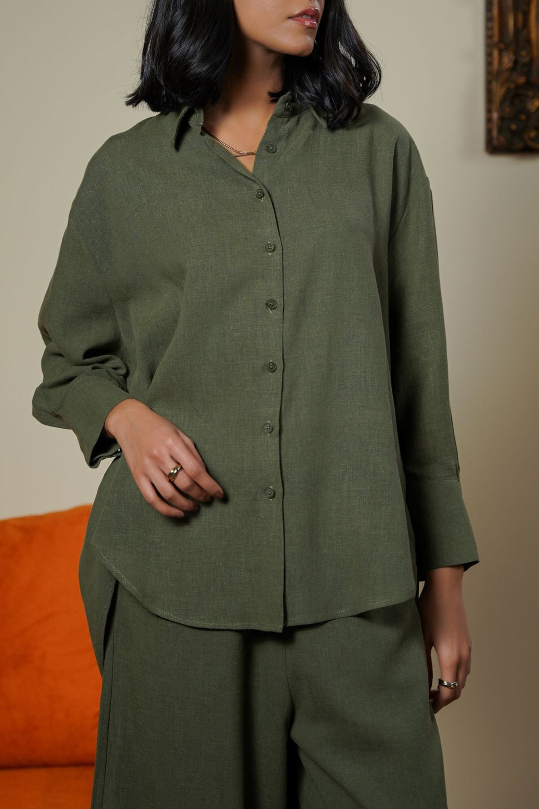 GREEN PLANT FIBER SHIRT