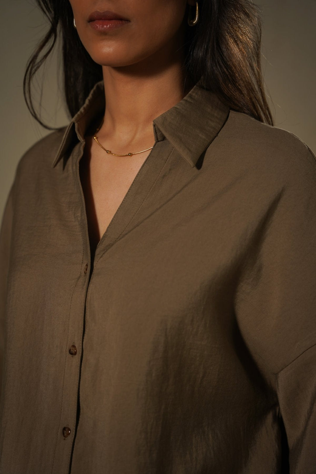 KHAKI LYOCELL STONEWASH SHIRT