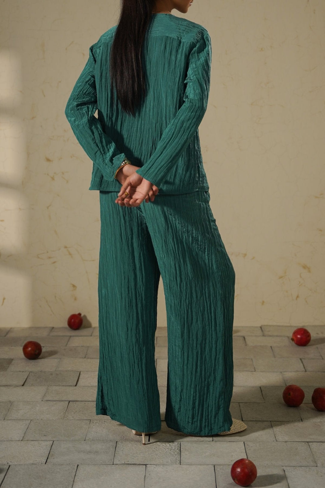 TURQUOISE LIGHTWEIGHT CRINKLE TOP