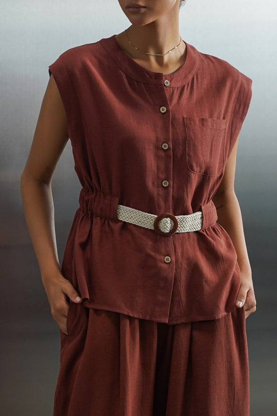 RUST BELTED SAFARI TOP