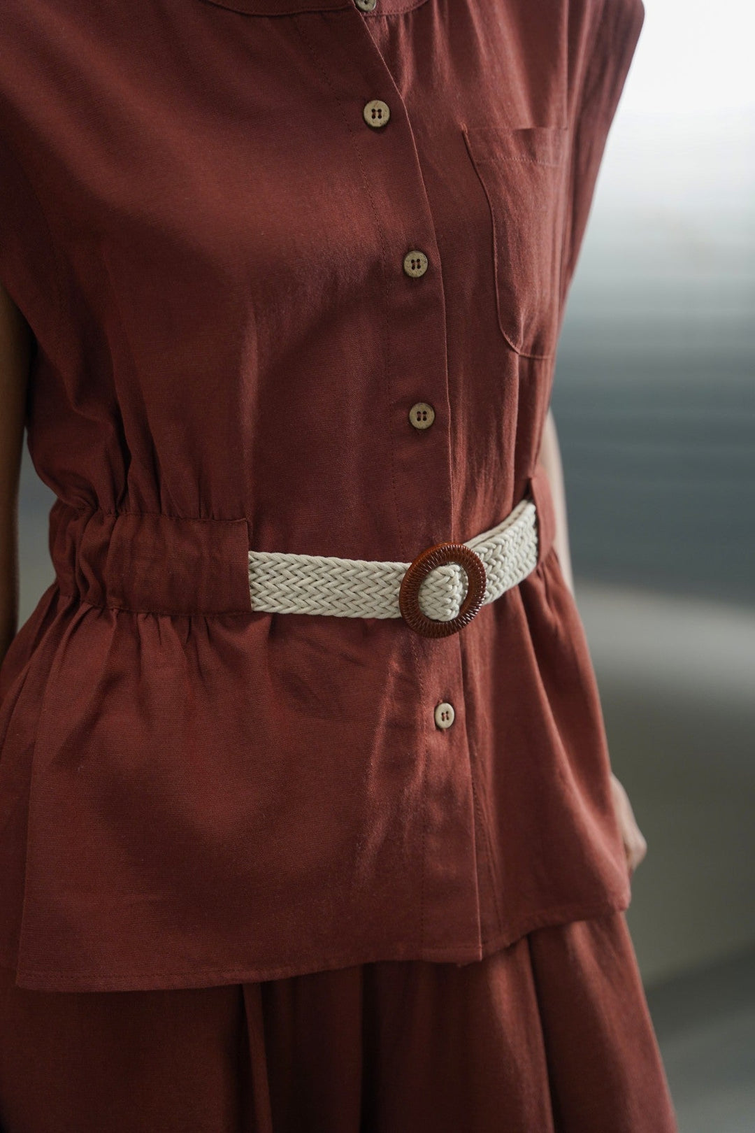 RUST BELTED SAFARI TOP