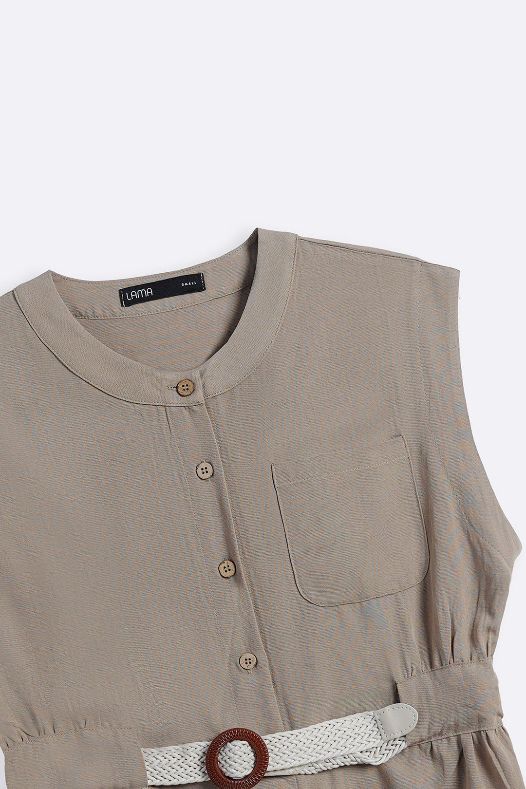 TAUPE BELTED SAFARI TOP