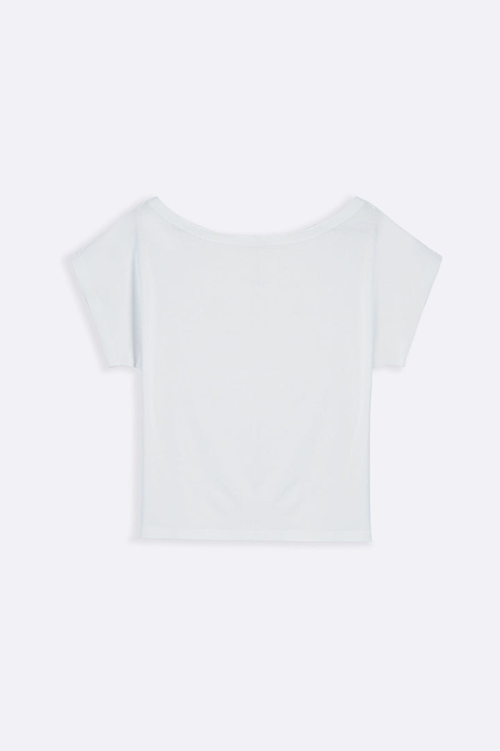 WHITE BARE SHOULDER TEE