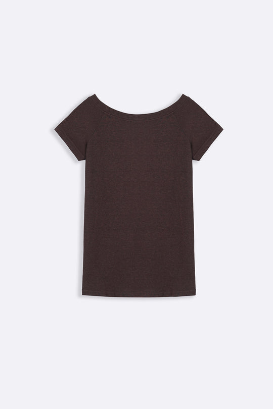 BROWN ASSYMETRICAL CUT TEE