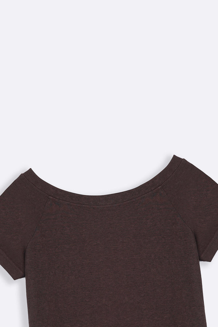 BROWN ASSYMETRICAL CUT TEE