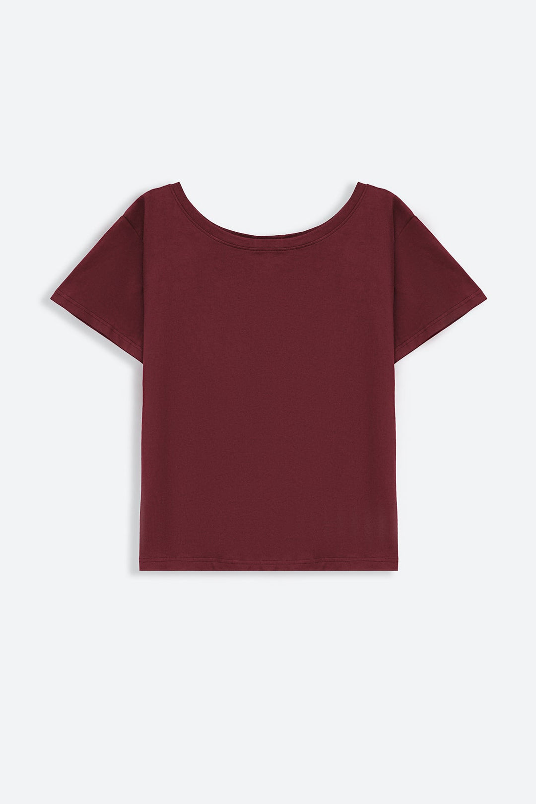 MAROON OFF SHOULDER PLAIN TEE