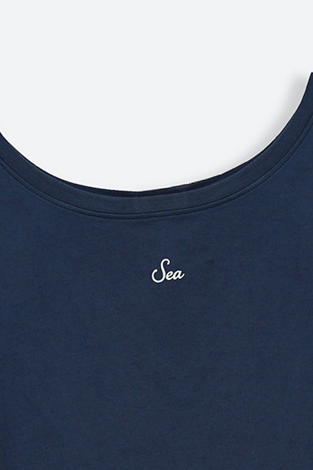 NAVY OFF SHOULDER TEXT TEE