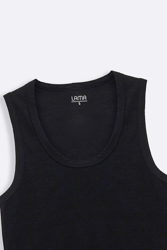BLACK SCOOPNECK TANK