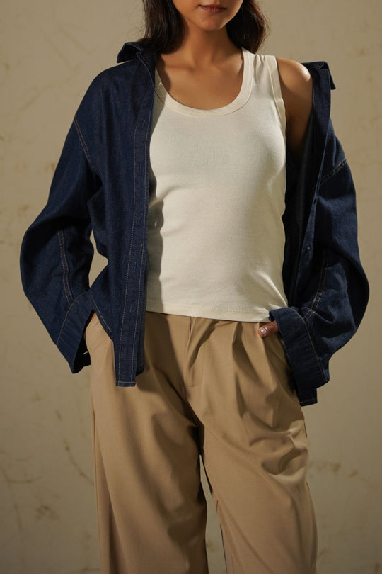 IVORY SCOOPNECK TANK