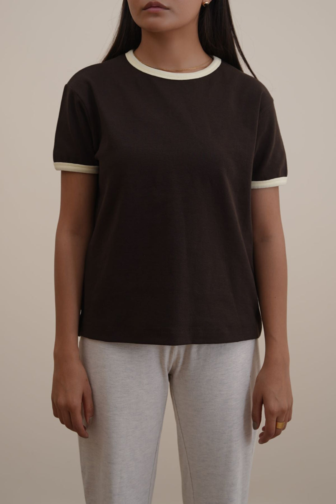 BROWN RINGER TEE