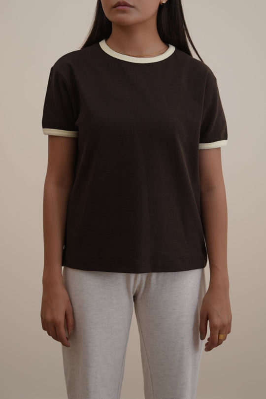 BROWN RINGER TEE