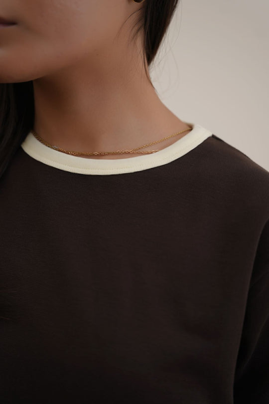 BROWN RINGER TEE