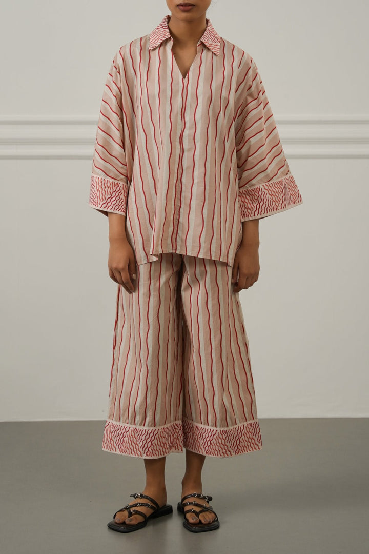 PINK STRIPED COTTON BLOUSE