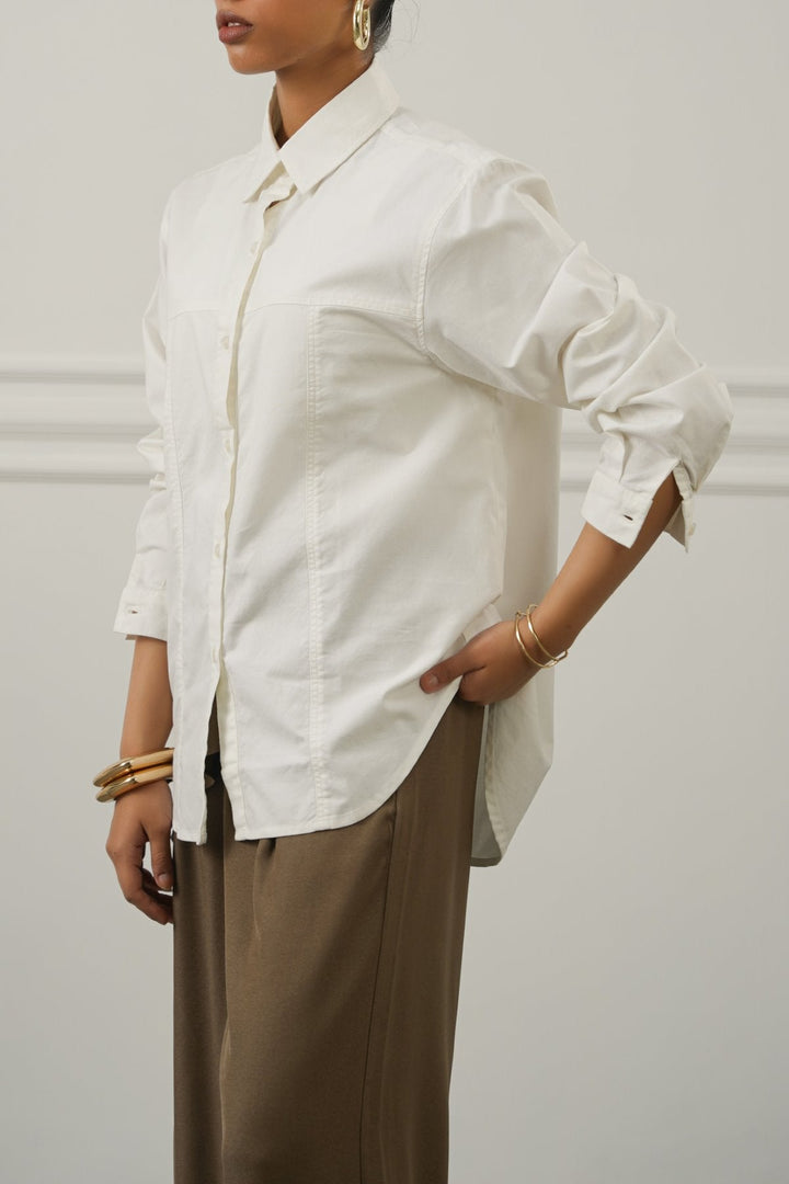 WHITE OXFORD PANEL SHIRT