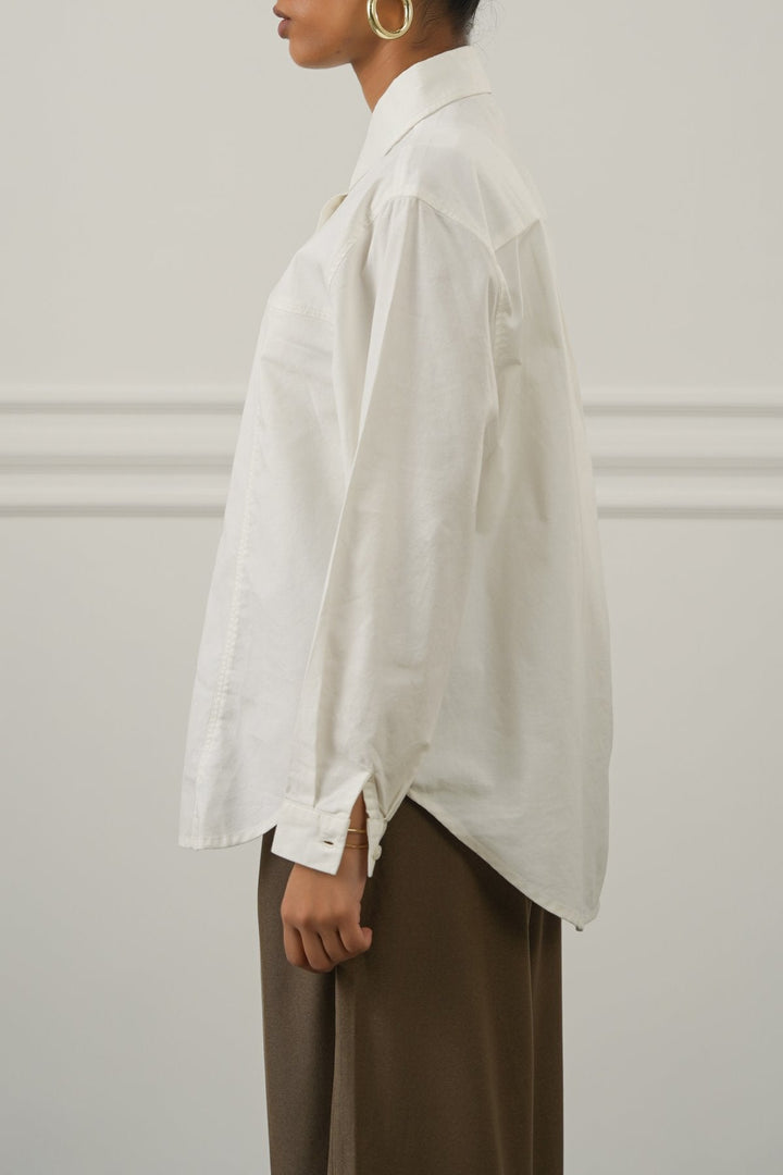 WHITE OXFORD PANEL SHIRT