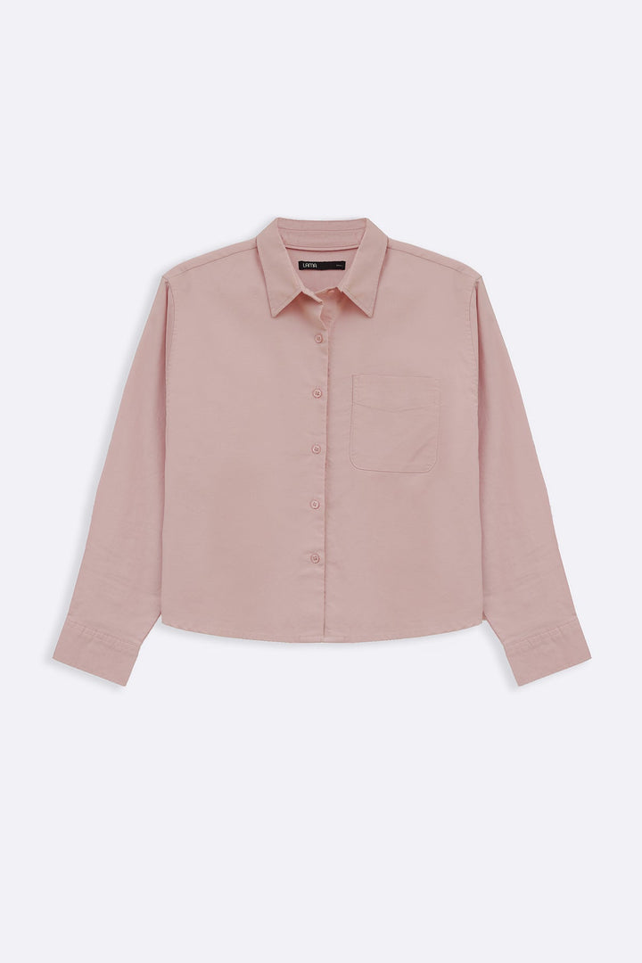 PINK OXFORD CROPPED SHIRT