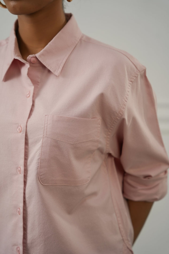 PINK OXFORD CROPPED SHIRT