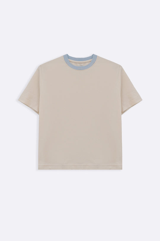 IVORY CROPPED CONTRAST TEE