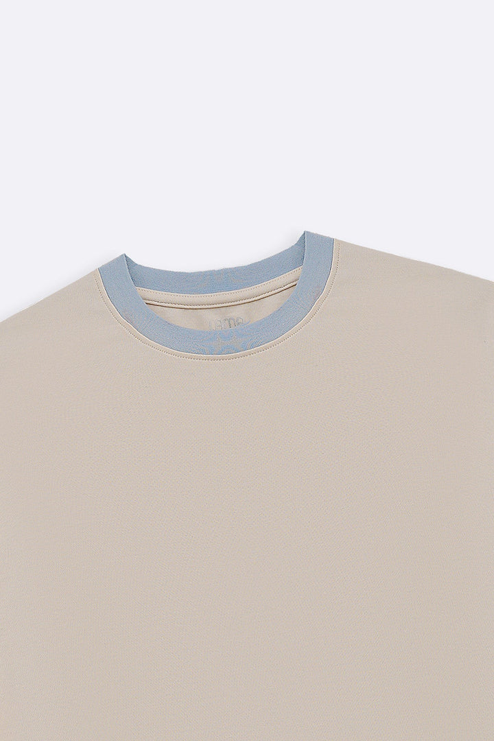 IVORY CROPPED CONTRAST TEE