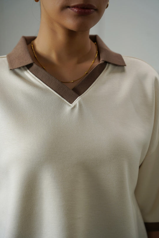 IVORY VINTAGE CONTRAST POLO