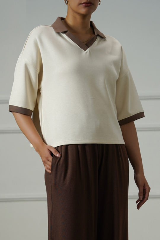IVORY VINTAGE CONTRAST POLO