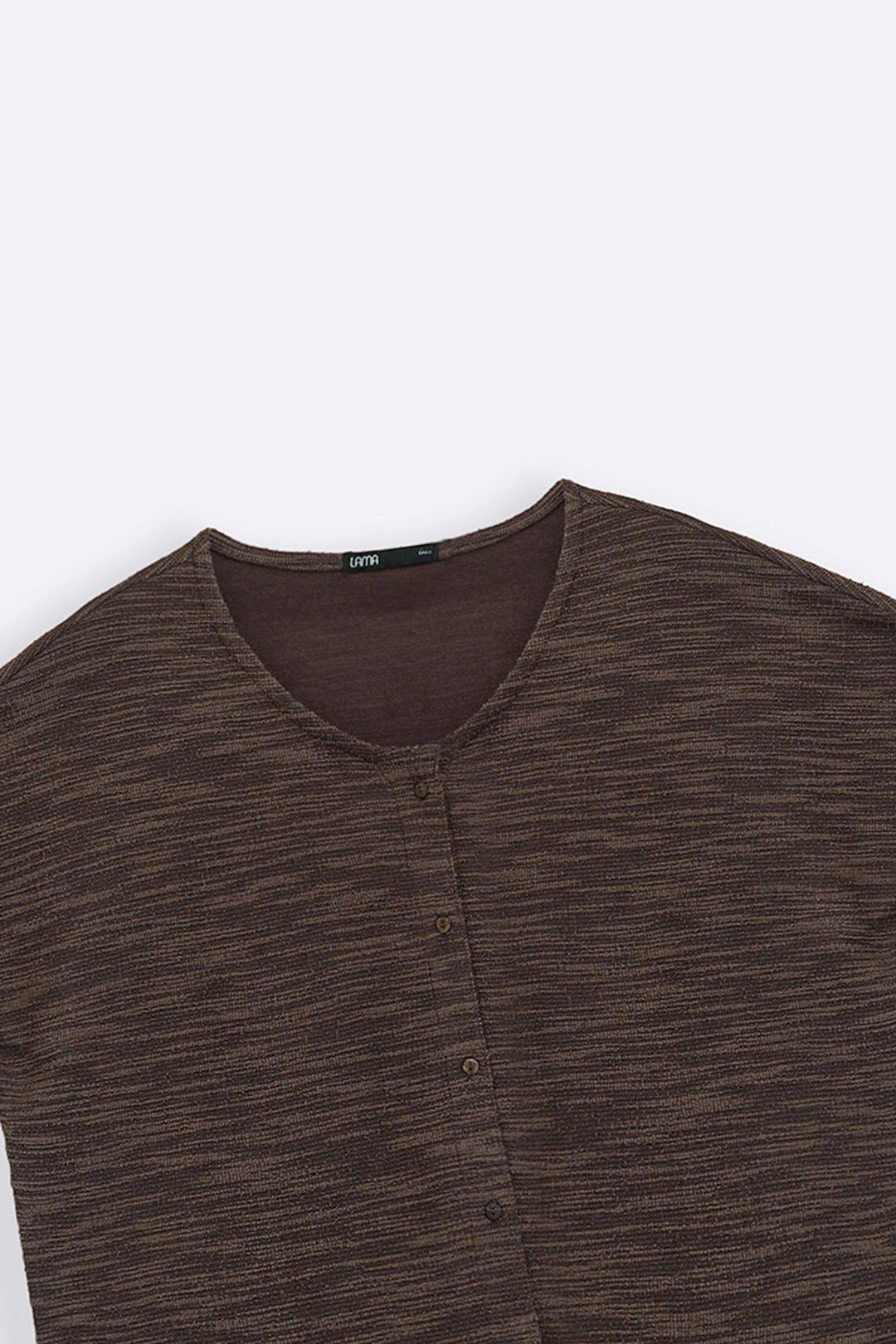 DARK BROWN TEXTURED KNIT BUTTON-DOWN