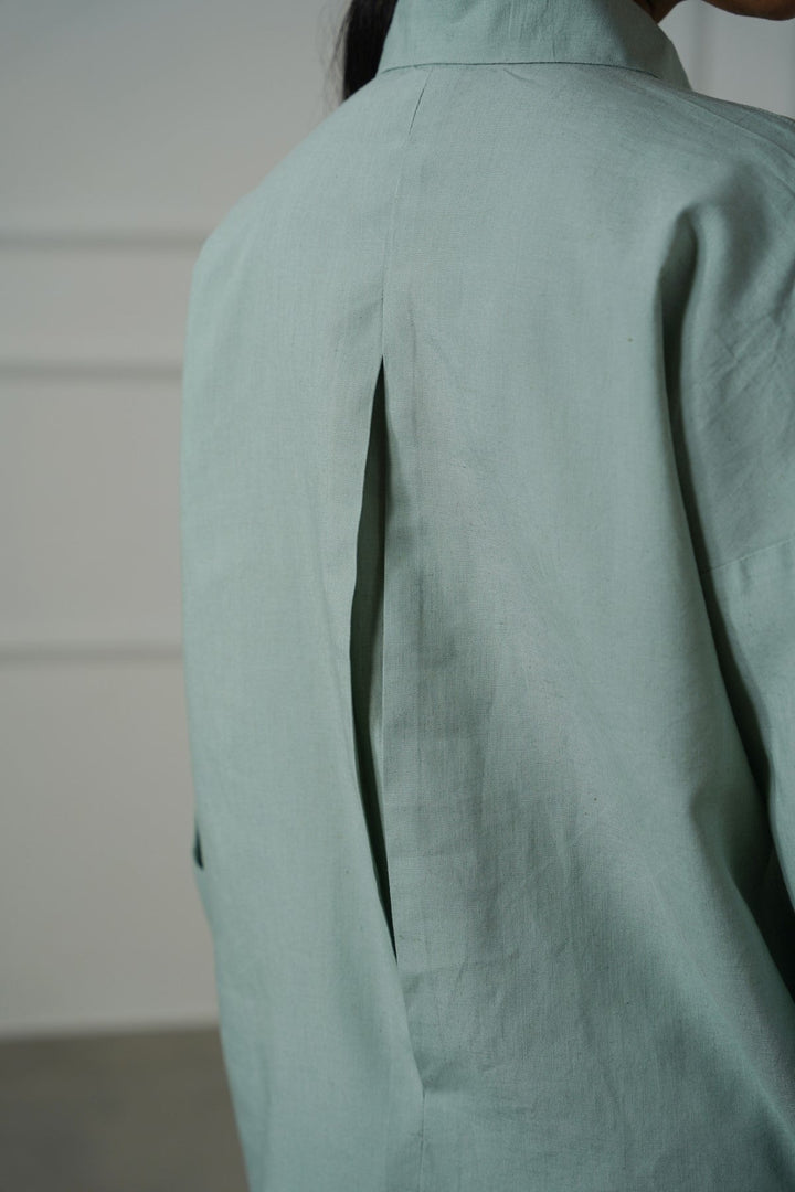 AQUA LYOCELL LINEN BUTTON SHIRT