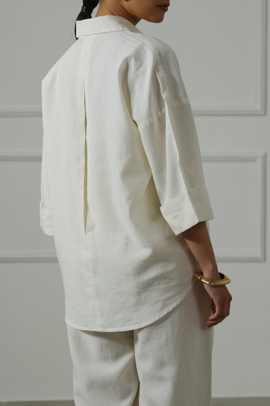 ECRU LYOCELL LINEN BUTTON SHIRT